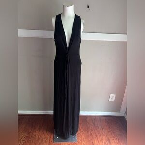 Motherhood Maternity Black Sleeveless Maxi Dress with Deep V-Neck